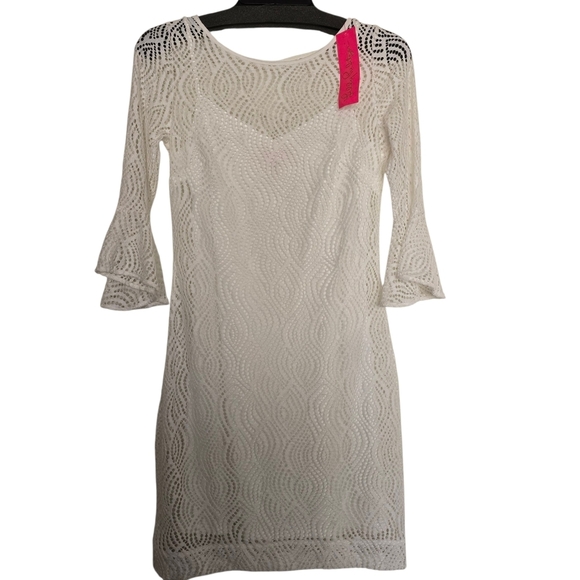 Lilly Pulitzer Dresses & Skirts - NWT Lilly Pulitzer Fontaine Flowing Leaf Elegant White Lace Dress